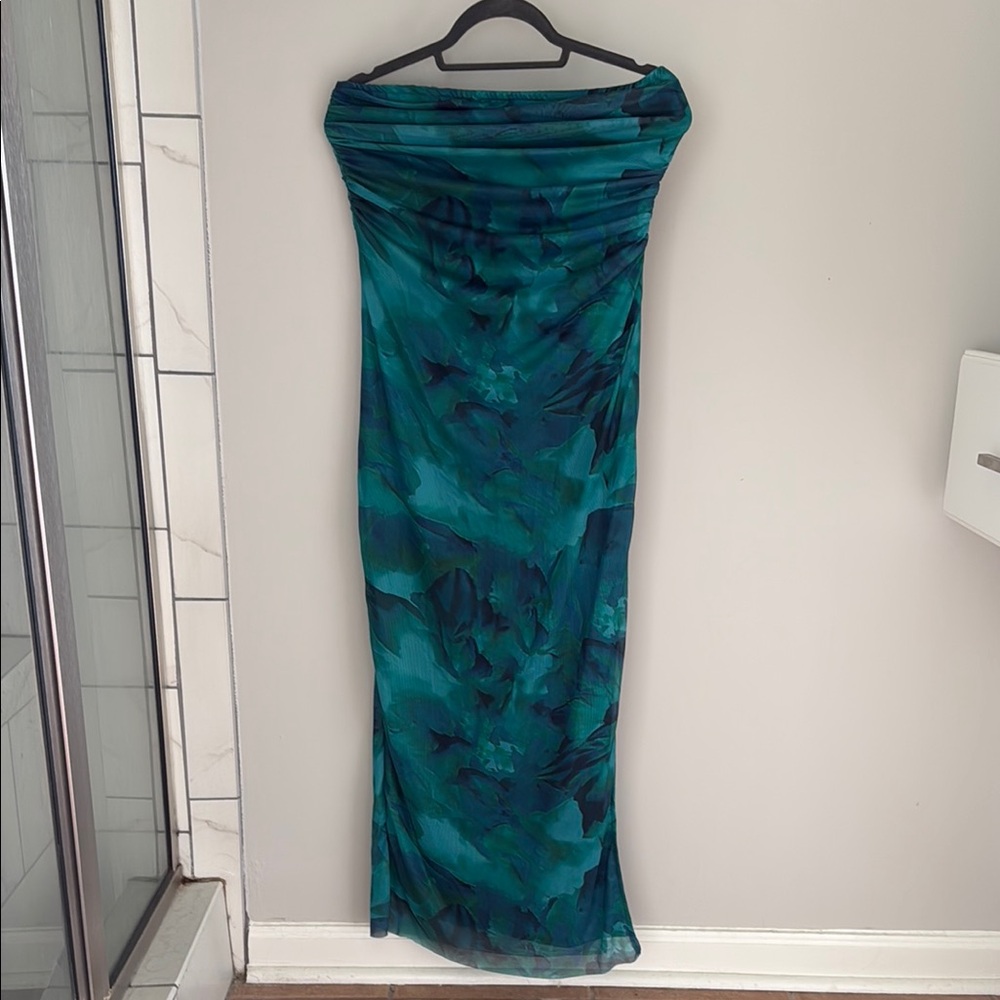 SHEIN Strapless Dress in Teal